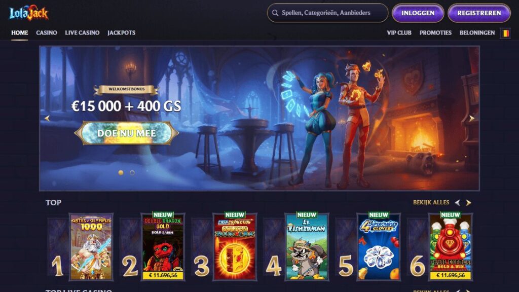 homepage van het nederlandse lolajack casino zonder cruks